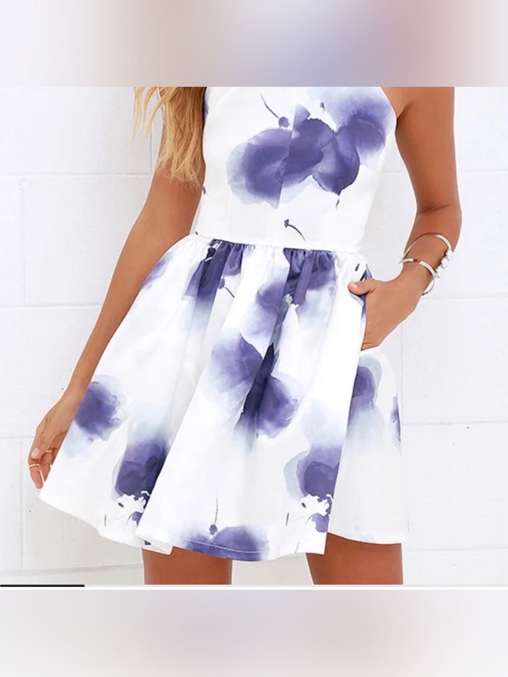 LULUS Morning in Mykonos Purple and Ivory Floral Print Dress